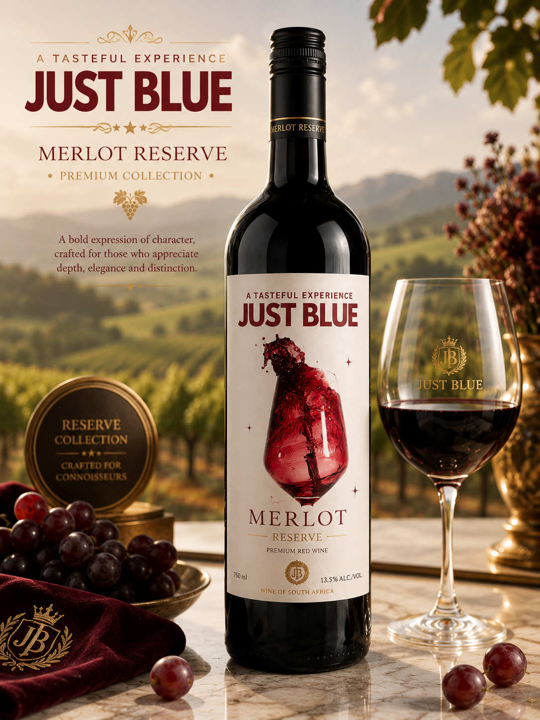 JUST BLUE Merlot Reserve Wine – 6 x 750ml
